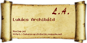 Lukács Archibáld névjegykártya